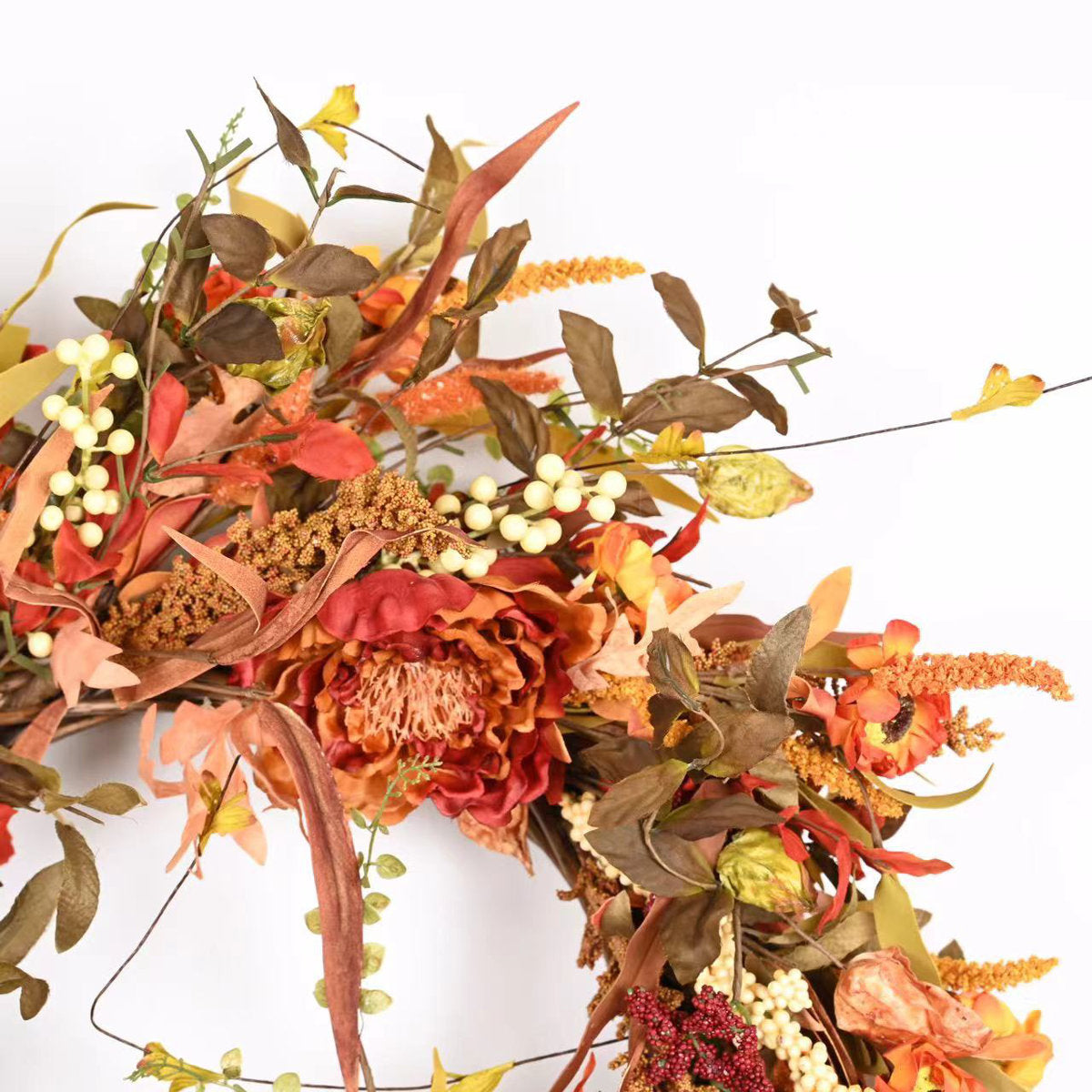 26" Fall Thanksgiving Day Peony Floral Wreath for Front Door