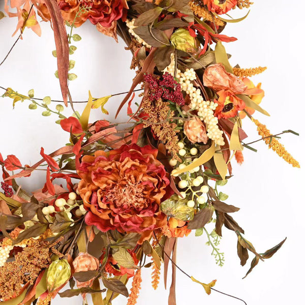 26" Fall Thanksgiving Day Peony Floral Wreath for Front Door