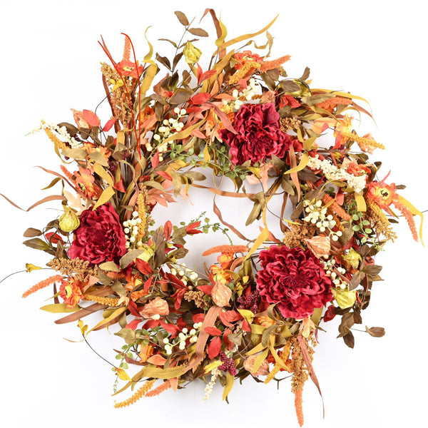 26" Fall Thanksgiving Day Peony Floral Wreath for Front Door