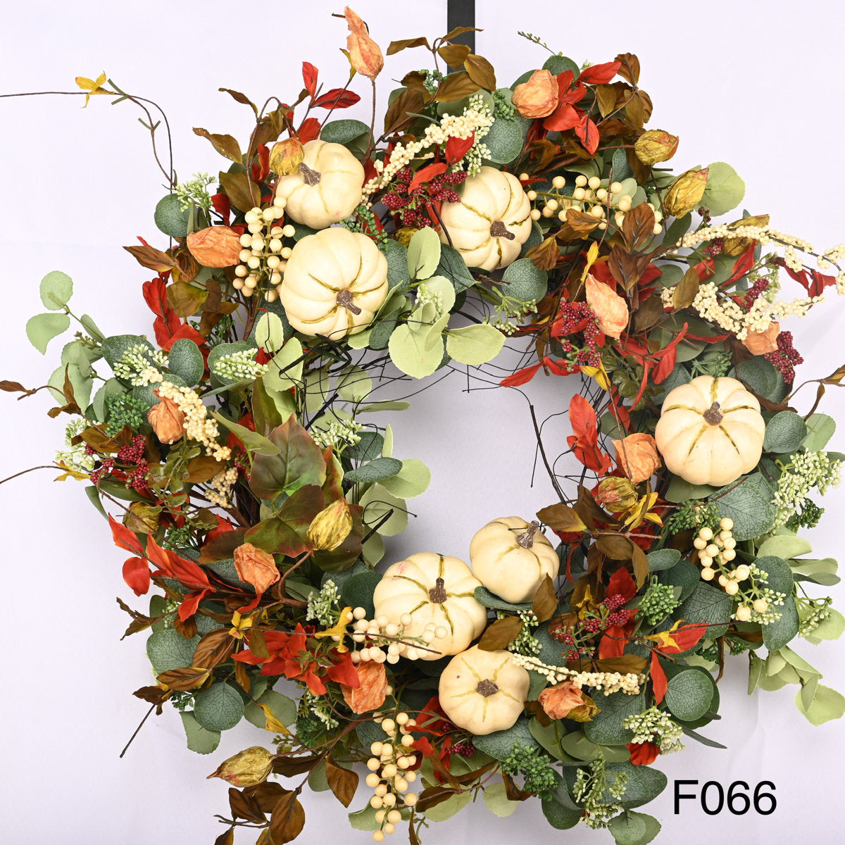 26 In Handcrafted Thanksgiving Wreath for Front Door – Fall Pumpkin and Maple Leaf Decor, Autumn Harvest Garland