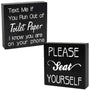 2 PCS Farmhouse Bathroom Signs Decor Wood Box Sign, Rustic Bathroom Wall Art Decor