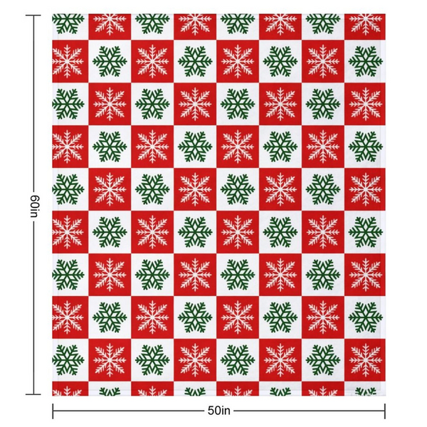 Christmas Throw Blanket, 50''x60'' Plaid Blankets Soft Cozy Fleece Blanket Snowflakes Plaid Xmas Decors for Couch, Sofa