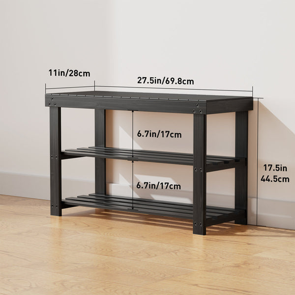 3-Tier Bamboo Shoe Rack with Seat – Sturdy, Space-Saving Shoe Organizer for Entryway