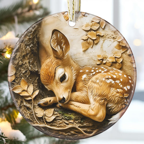 Ceramic Deer Ornaments for Christmas Tree, Christmas Ornament, Heirloom Keepsake, Gift Exchange, Gift Idea, Bauble Present