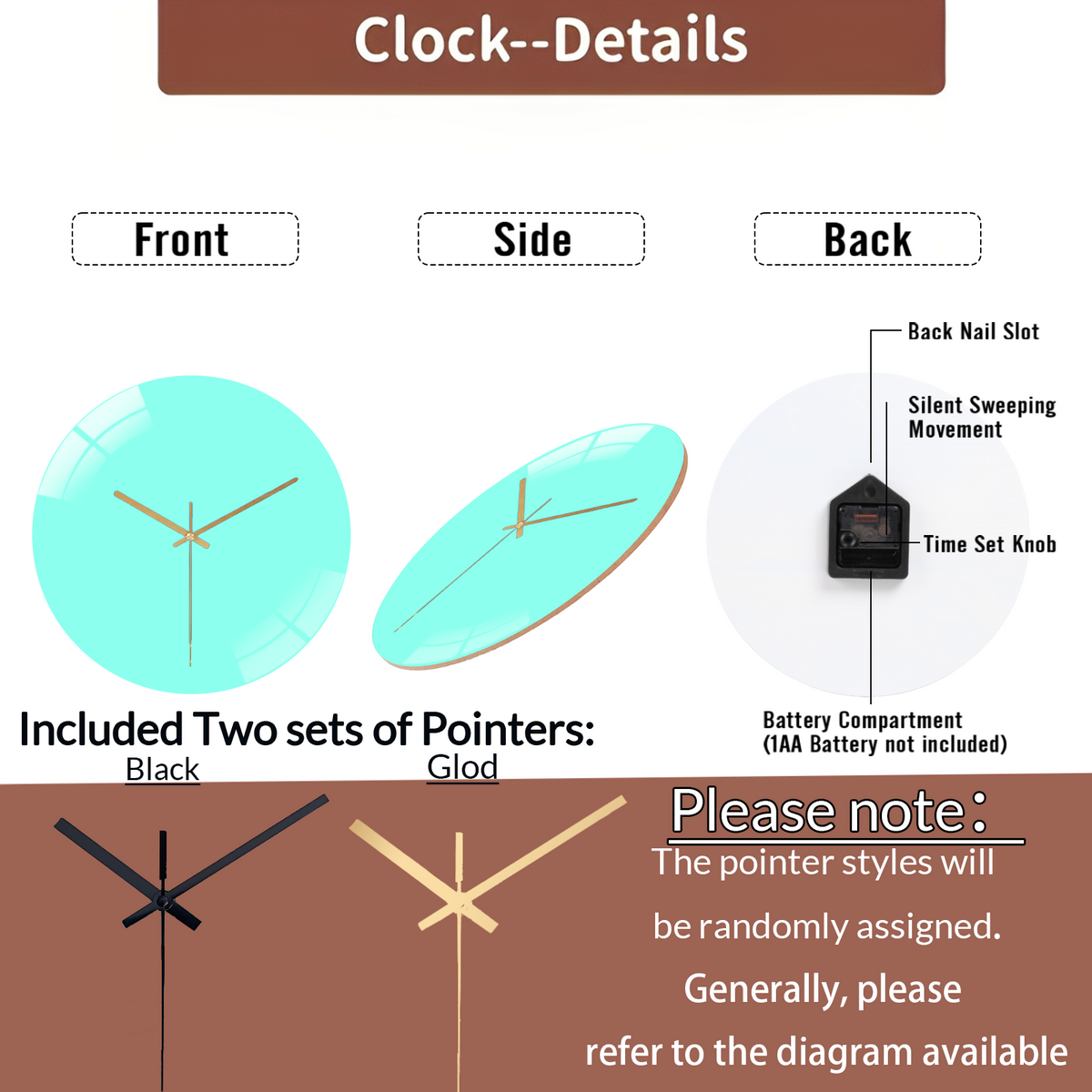 Teal Glass Wall Clocks Battery Operated 12 Inch Aurora Modern Glass Wall Clocks for Living Room Decor