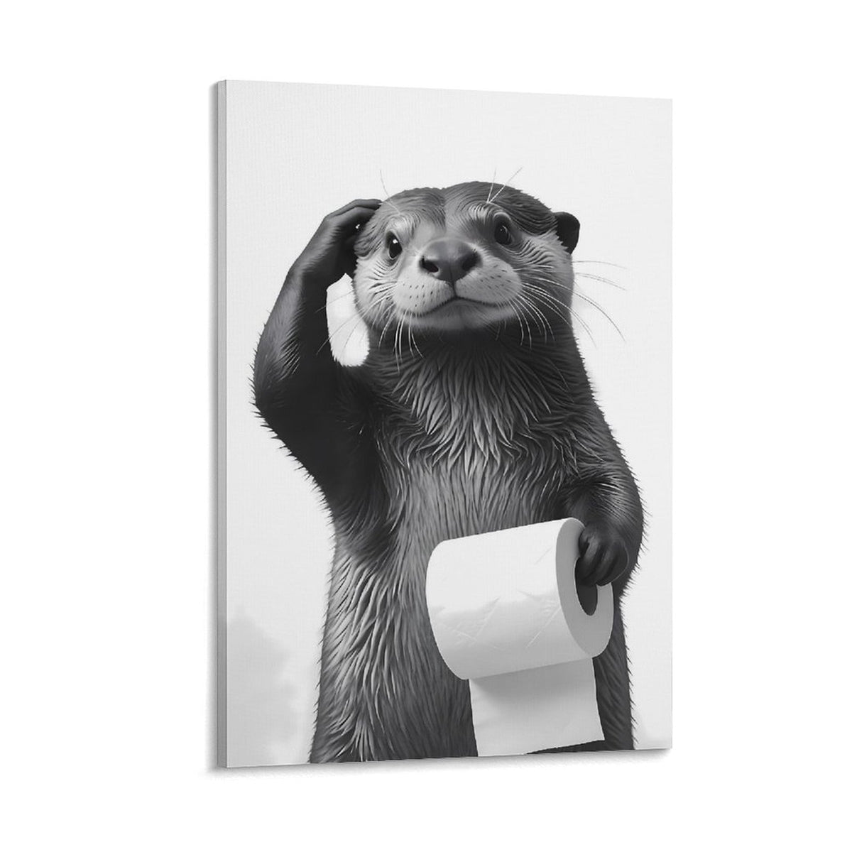Funny Bathroom Wall Art Cute Otter Canvas Wall Decor Black and White Farmhouse Animal Pictures Prints