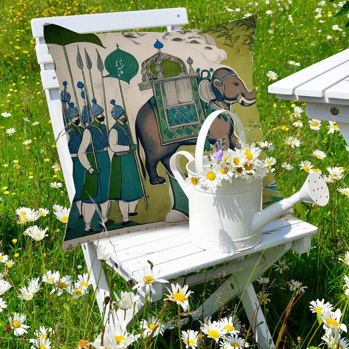 Waterproof Outdoor Throw Pillow Cover, Elephant Teal Cover, Rustic Pillow Sham