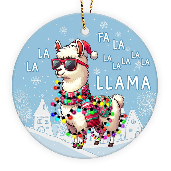 Cute Llama Christmas Ornaments 2025 - Llama Ceramic Tree Decoration, 2-Sided UV Print, for Men Women, Rustic Xmas Decor