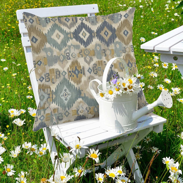 Waterproof Outdoor Throw Pillow Cover, Boho Ikat Decorative Cover, Rustic Pillow Sham