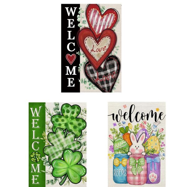 Happy Valentines Day Garden Flag St Patricks Day Garden Flag Easter Garden Flags 12 x 18 inch