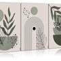 3Pcs Framed Boho Wall Art Sage Green Wall Decor Posters &amp; Prints Minimalist Geometric Line Leaf Sun Moon Beige Canvas Artwork