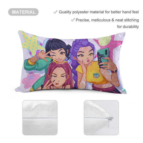 Kpop Demon Monster Soft Plush Body Pillow Cover 12"x20" – Ultra Soft Short Plush Long Pillowcase with Hidden Zipper, Single-Sided Print, Decorative Cushion Cover for Sofa, Bed, and Home Decor