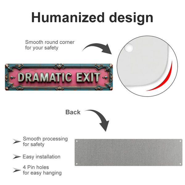2D Flat, Dramatic Exit Decorative Sign Plaque 4x16 Inch, Perfect for Home, Cafe, Garage, Vintage Wall Art