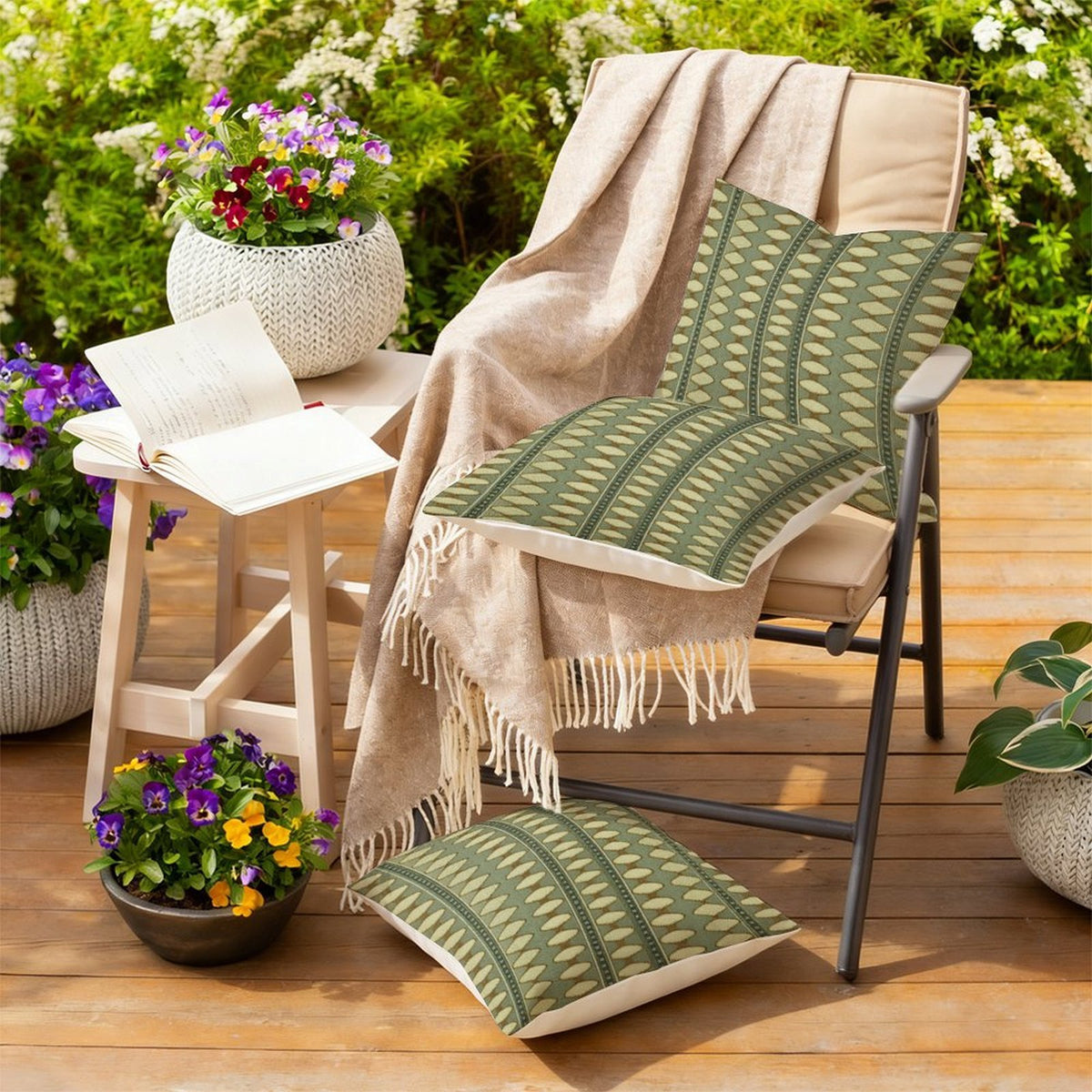 Waterproof Outdoor Throw Pillow Cover, Sage Green Pillow Cover, Rustic Pillow Sham