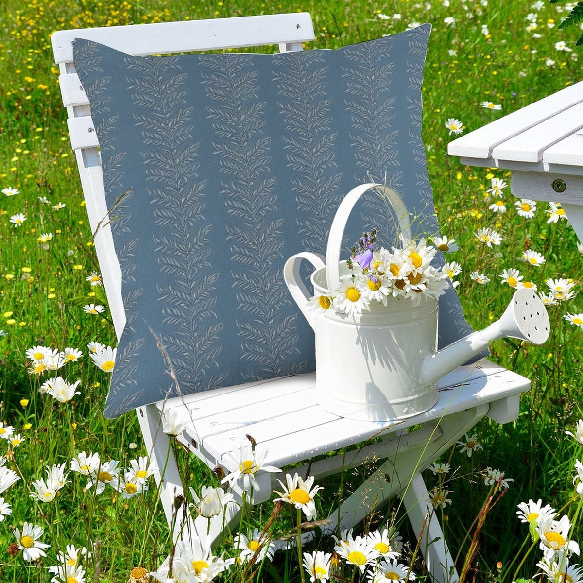 Waterproof Outdoor Throw Pillow Cover, Navy Blue Leaves Rustic Pillow Sham