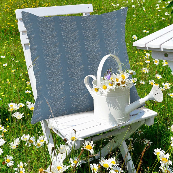 Waterproof Outdoor Throw Pillow Cover, Navy Blue Leaves Rustic Pillow Sham