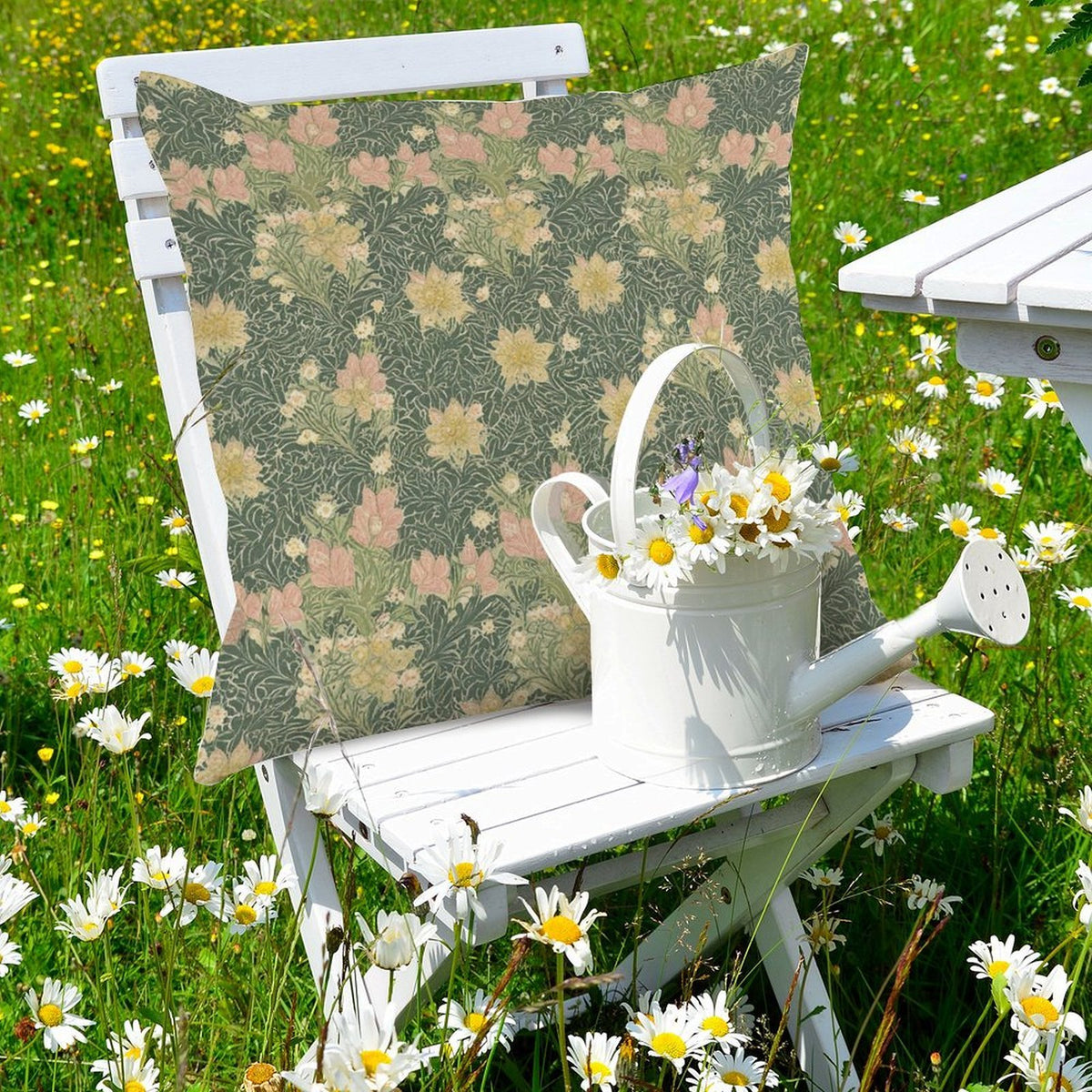 Waterproof Outdoor Throw Pillow Cover, Spring William Morris flowers Rustic Pillow Sham