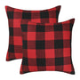 Set of 2 Christmas Buffalo Check Plaid Throw Pillow Covers Cushion Case for Farmhouse Home Decor Red and Black, 18 x 18 Inches