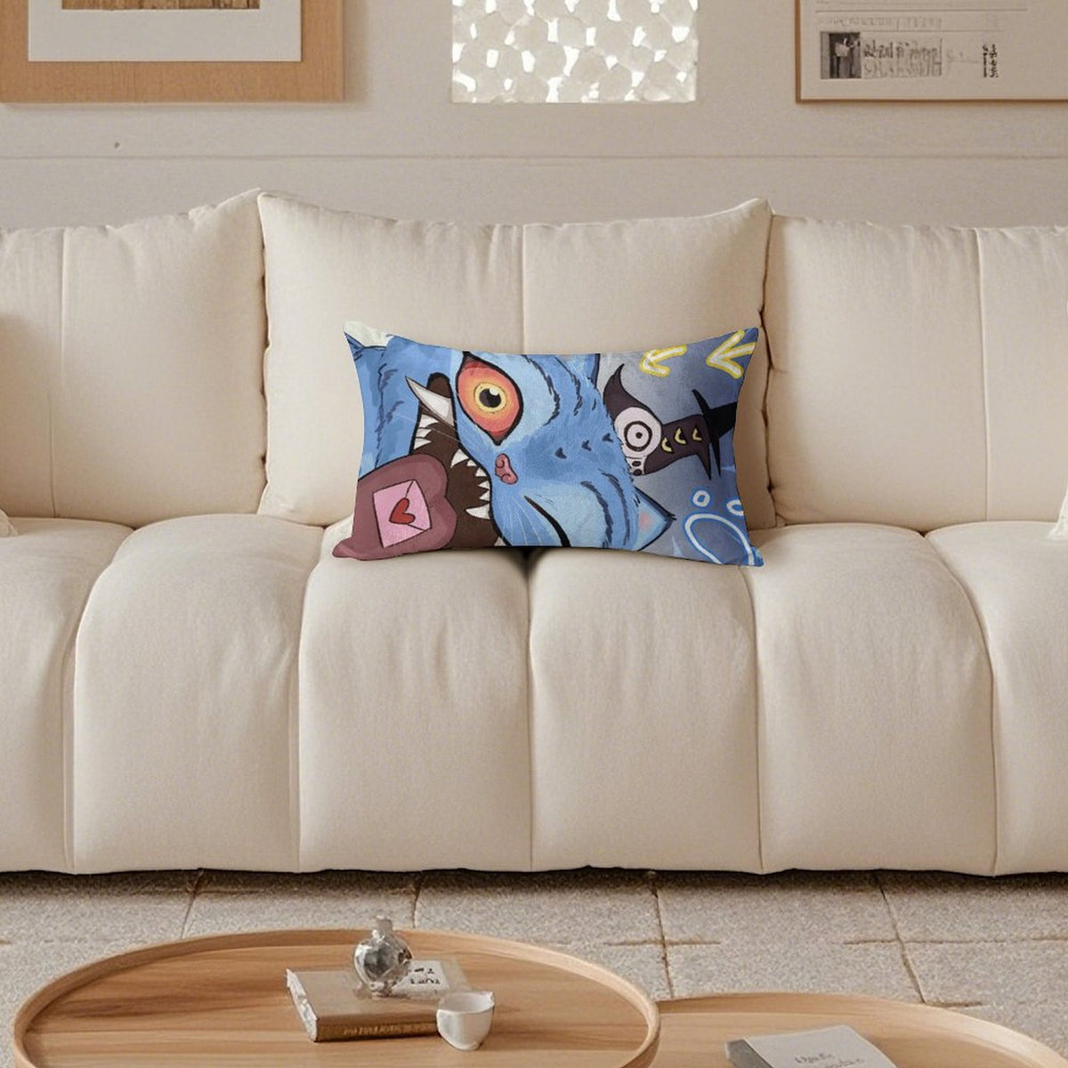 Kpop Demon Monster Soft Plush Body Pillow Cover 12"x 20" – Ultra Soft Short Plush Long Pillowcase with Hidden Zipper, Single-Sided Print, Decorative Cushion Cover for Sofa, Bed, and Home Decor