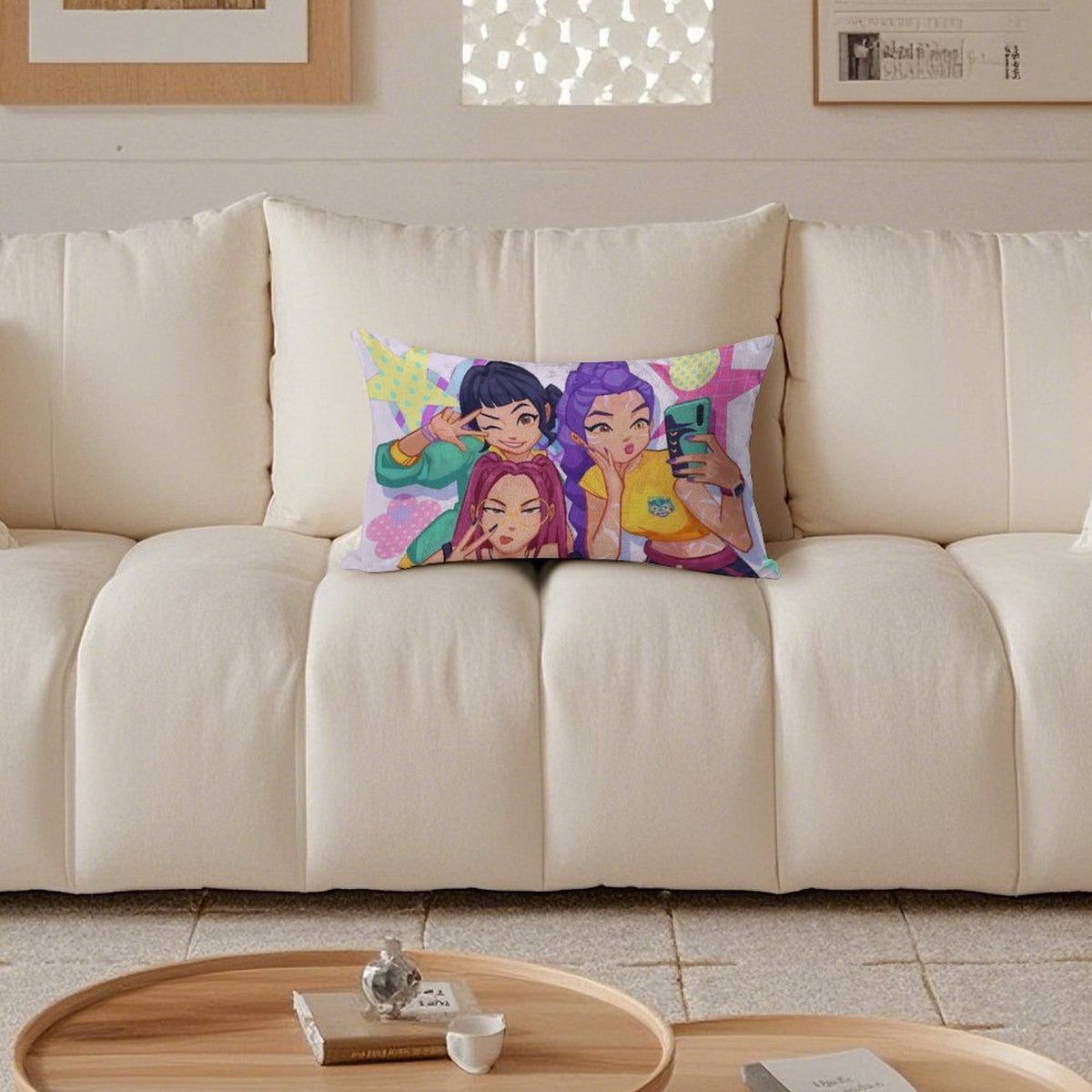 Kpop Demon Monster Soft Plush Body Pillow Cover 12"x20" – Ultra Soft Short Plush Long Pillowcase with Hidden Zipper, Single-Sided Print, Decorative Cushion Cover for Sofa, Bed, and Home Decor