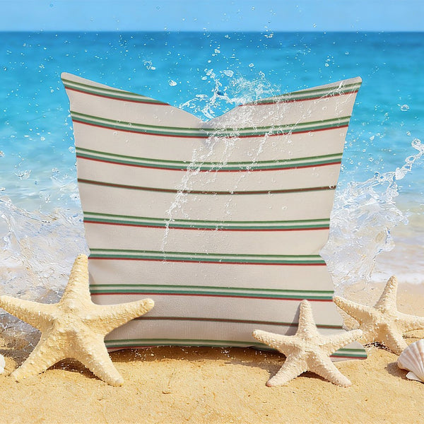 Waterproof Outdoor Throw Pillow Cover, Beige Green and Red Pillow Cover, Rustic Pillow Sham