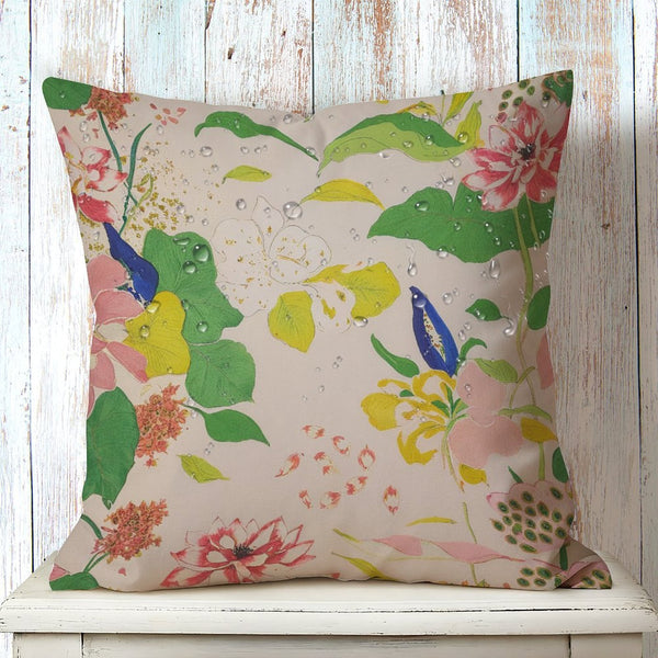 Waterproof Outdoor Throw Pillow Cover, Vintage Garden Floral Cover, Rustic Pillow Sham