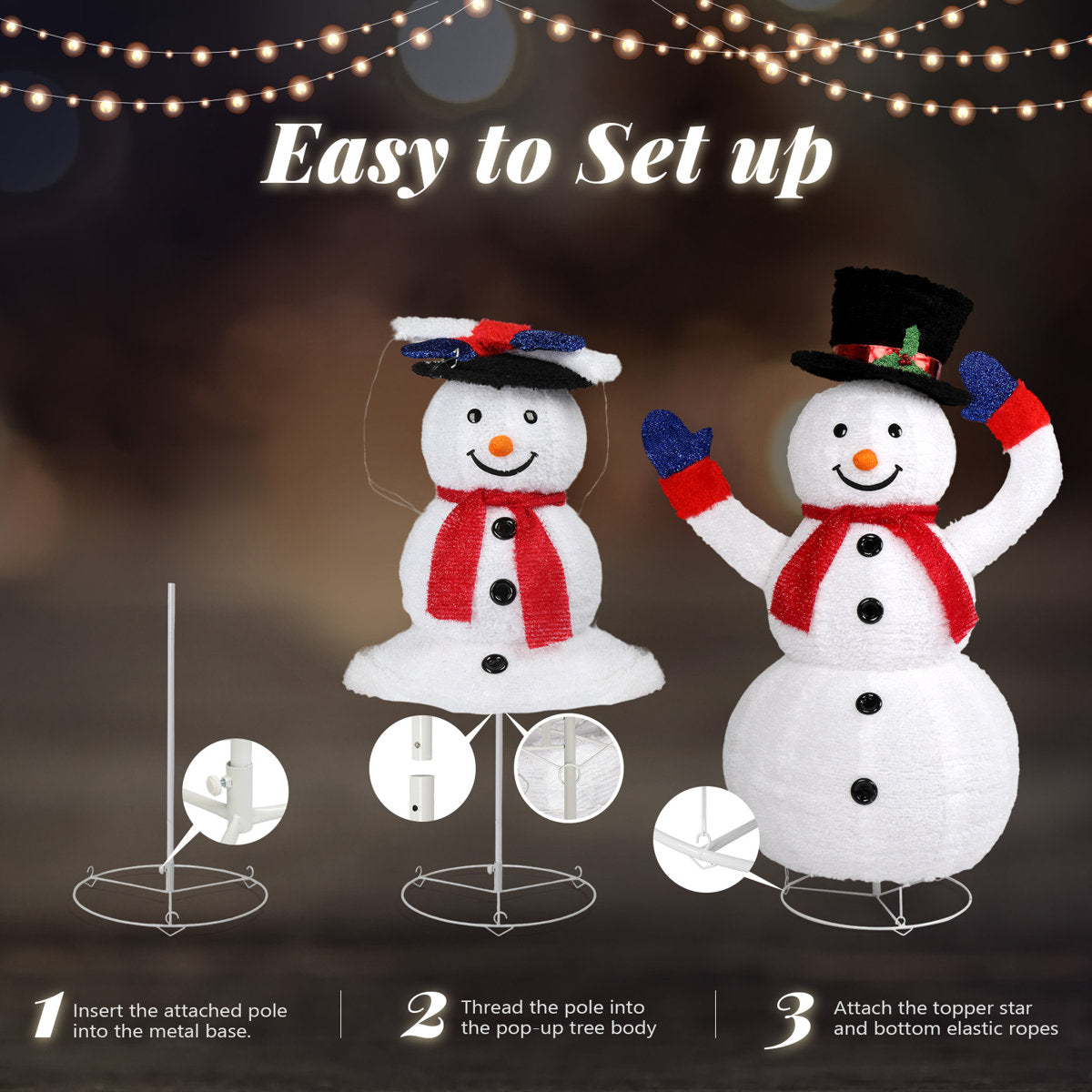 4FT Lighted Christmas Snowman Decoration – Outdoor LED Yard Display with 120 Lights