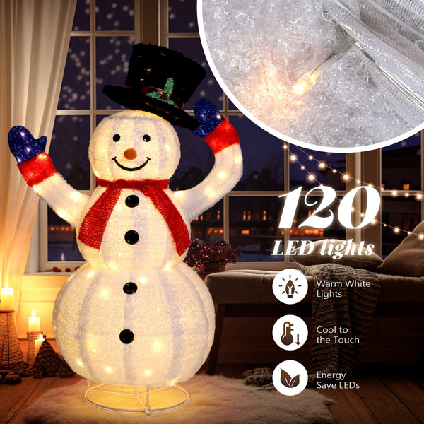 4FT Lighted Christmas Snowman Decoration – Outdoor LED Yard Display with 120 Lights