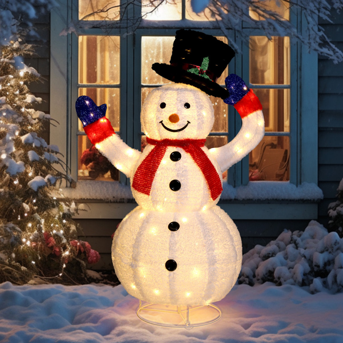 4FT Lighted Christmas Snowman Decoration – Outdoor LED Yard Display with 120 Lights