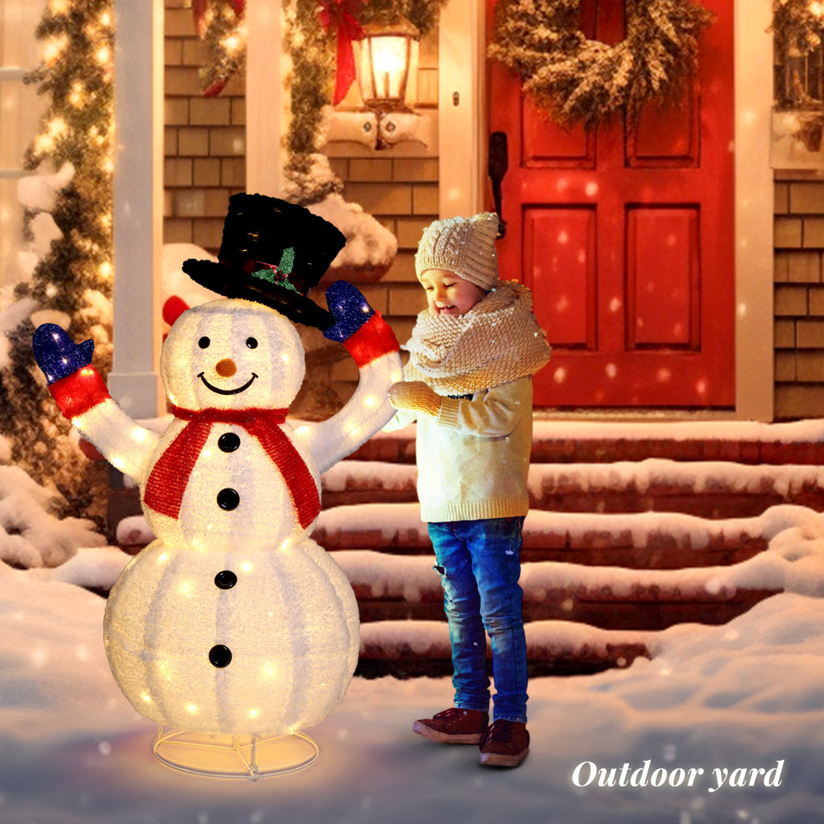 4FT Lighted Christmas Snowman Decoration – Outdoor LED Yard Display with 120 Lights