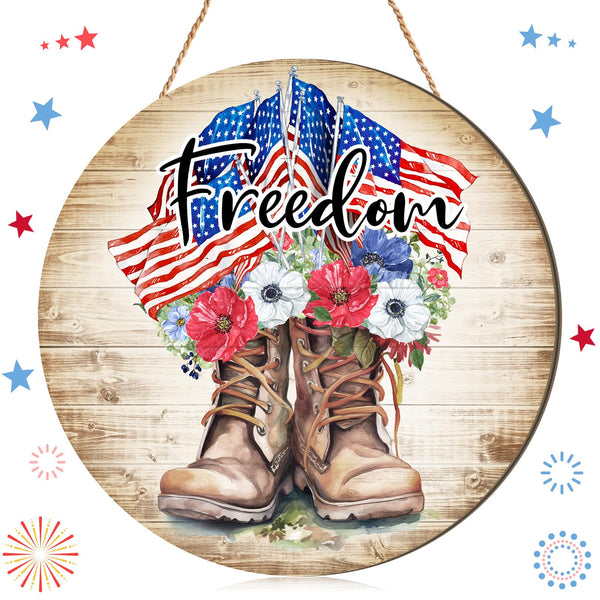 4th of July Decorations Patriotic Wreaths for Front Door Memorial Day Sign Patriotic Wooden Boots Independence Day Sign