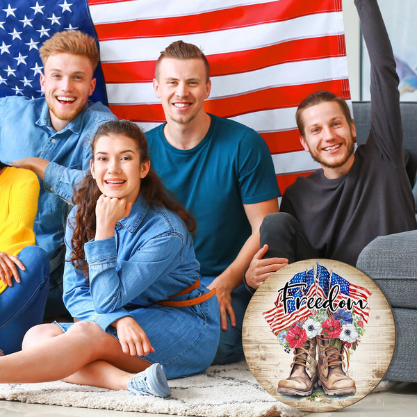 4th of July Decorations Patriotic Wreaths for Front Door Memorial Day Sign Patriotic Wooden Boots Independence Day Sign