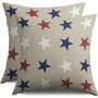 Waterproof 4th of July Patriotic Pillow Covers 18x18 Set of 2, Red White Blue Fourth July Decorations