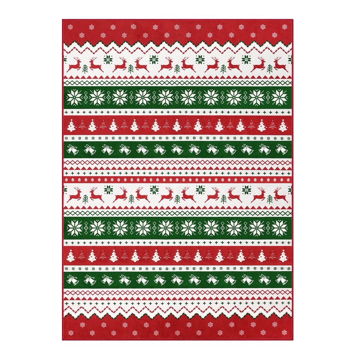 Oversart Christmas Party Machine Washable Area Rug Red/White/Green