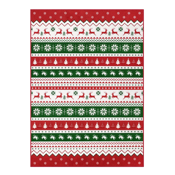 Oversart Christmas Party Machine Washable Area Rug Red/White/Green