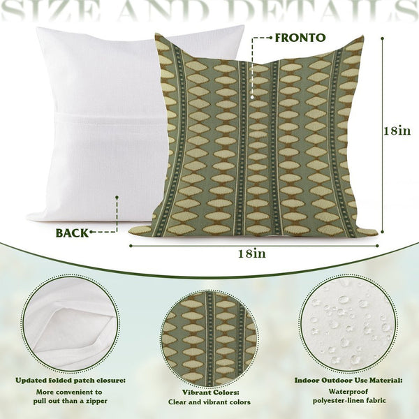 Waterproof Outdoor Throw Pillow Cover, Sage Green Pillow Cover, Rustic Pillow Sham