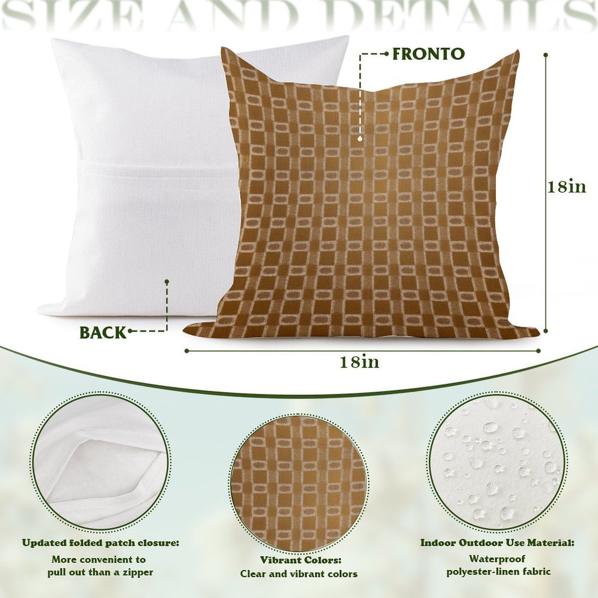 Waterproof Outdoor Throw Pillow Cover, Geometric in Brown Pillow Cover, Rustic Pillow Sham