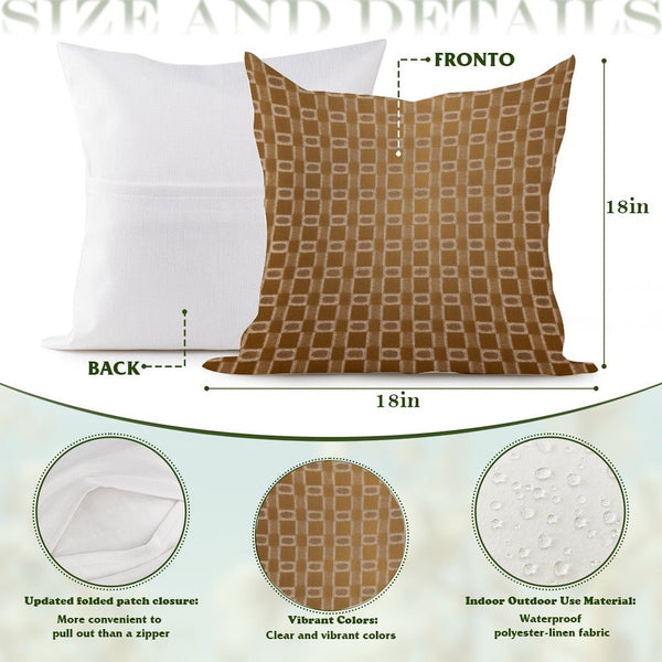 Waterproof Outdoor Throw Pillow Cover, Geometric in Brown Pillow Cover, Rustic Pillow Sham