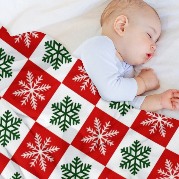 Christmas Throw Blanket, 50''x60'' Plaid Blankets Soft Cozy Fleece Blanket Snowflakes Plaid Xmas Decors for Couch, Sofa