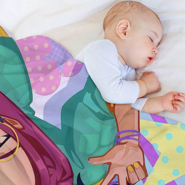 Kpop Demon Monster Girls 30 x 40 Flannel Blanket 220g – Soft Single-Sided Printed Throw Blanket for Fans, Cozy Lightweight Fleece for Sofa, Bed, and Travel Decor