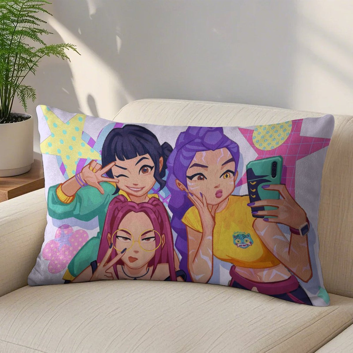 Kpop Demon Monster Soft Plush Body Pillow Cover 12"x20" – Ultra Soft Short Plush Long Pillowcase with Hidden Zipper, Single-Sided Print, Decorative Cushion Cover for Sofa, Bed, and Home Decor