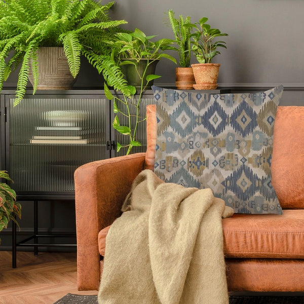 Waterproof Outdoor Throw Pillow Cover, Boho Ikat Decorative Cover, Rustic Pillow Sham