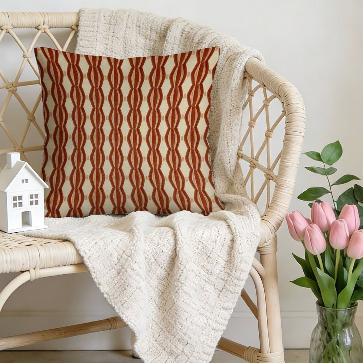 Waterproof Outdoor Throw Pillow Cover, Inkat in Orange Beige Pillow Cover, Rustic Pillow Sham