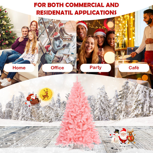 6ft Artificial Christmas Tree, Full Hinged Spruce with 800 Tips, Easy Assembly Holiday Tree