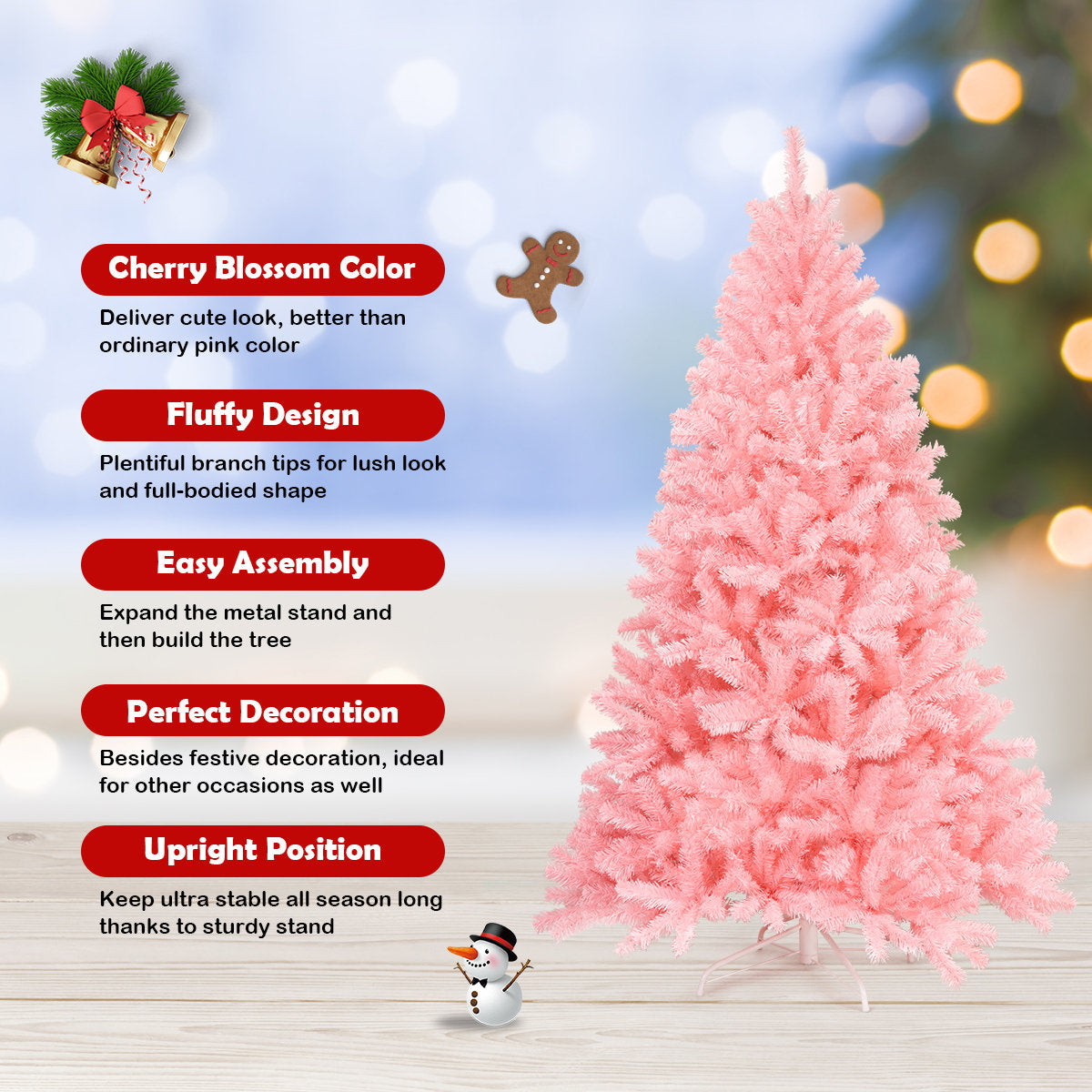 6ft Artificial Christmas Tree, Full Hinged Spruce with 800 Tips, Easy Assembly Holiday Tree