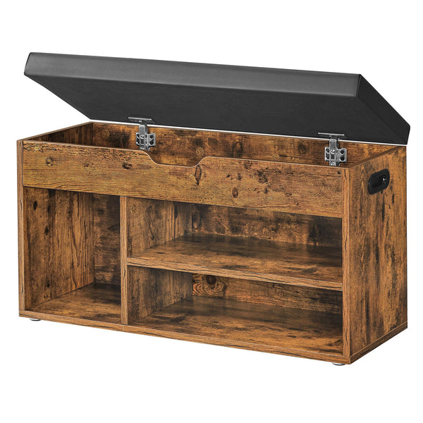 6-Pair Rustic Brown Shoe Storage Bench – Entryway Shoe Organizer with Seat
