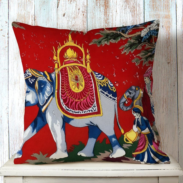 Waterproof Outdoor Throw Pillow Cover, Euro Elephant Decorative Cover, Rustic Pillow Sham