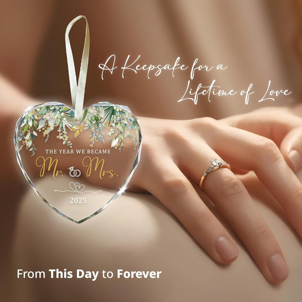 The Year We Became Mr. & Mrs. Ornament 2025 – First Christmas Married Ornaments – Wedding Ornament 2025 Gift for Couples – Just Married Ornaments Gifts for Newlyweds