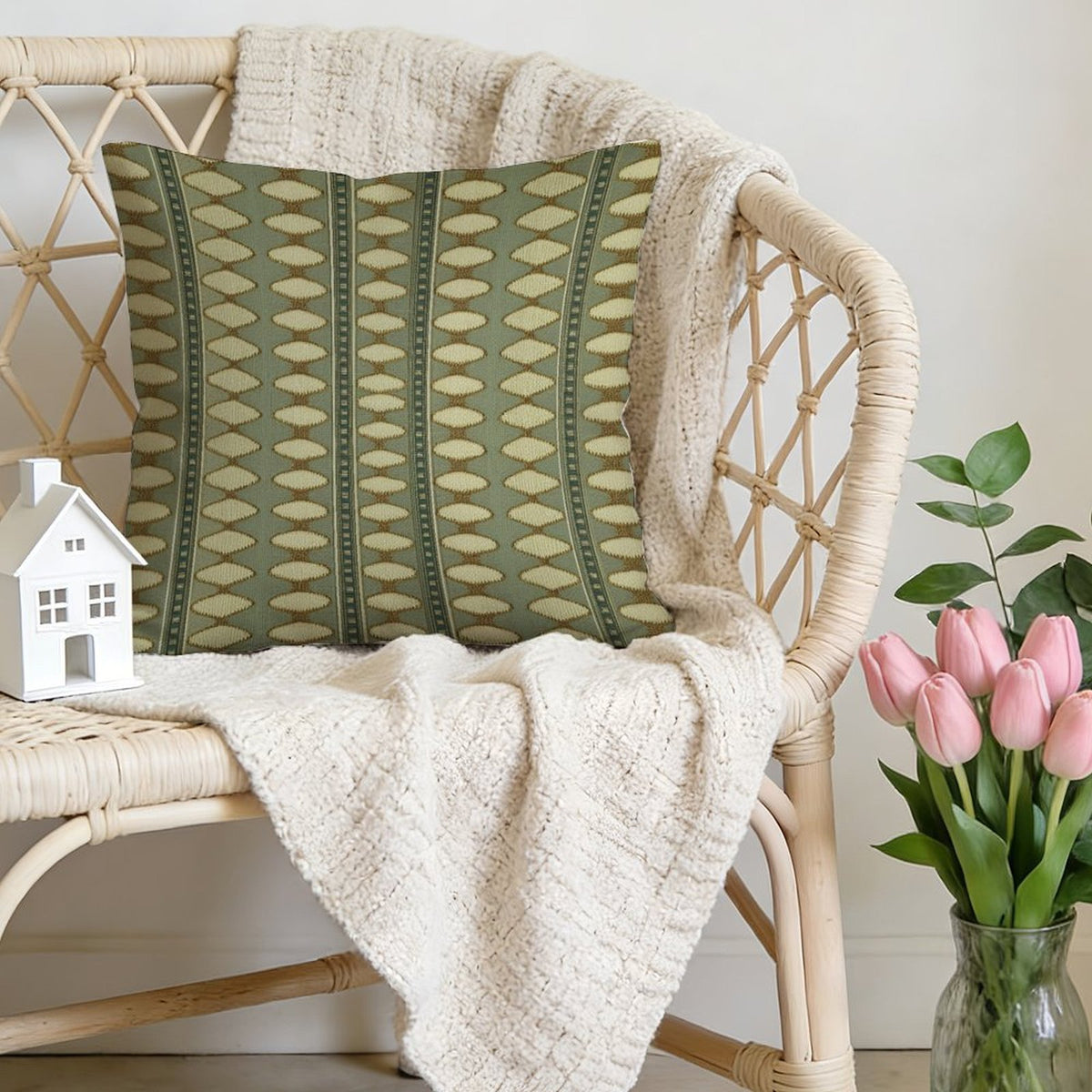 Waterproof Outdoor Throw Pillow Cover, Sage Green Pillow Cover, Rustic Pillow Sham