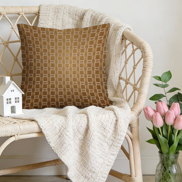 Waterproof Outdoor Throw Pillow Cover, Geometric in Brown Pillow Cover, Rustic Pillow Sham